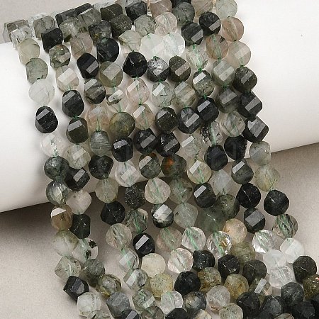 Natural Green Rutilated Quartz Beads Strands G-P611-C23-01-1
