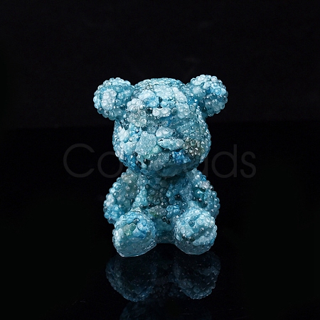 Bear Resin with Natural Amazonite Chips Inside Display Decorations PW-WG35709-07-1