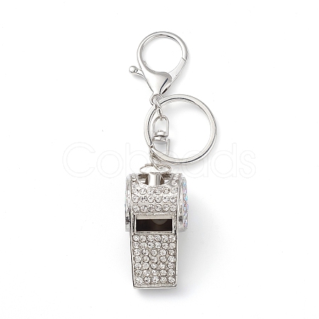 Shining Zinc Alloy Rhinestone Whistle Pendant Keychain KEYC-O014-01P-04-1