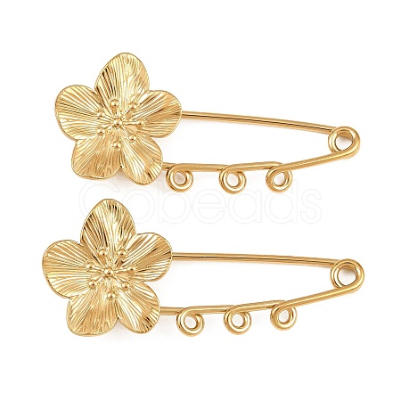 Peach Blossom 304 Stainless Steel Safety Pins Brooch Findings SA-CBA098D-14B-G03-1