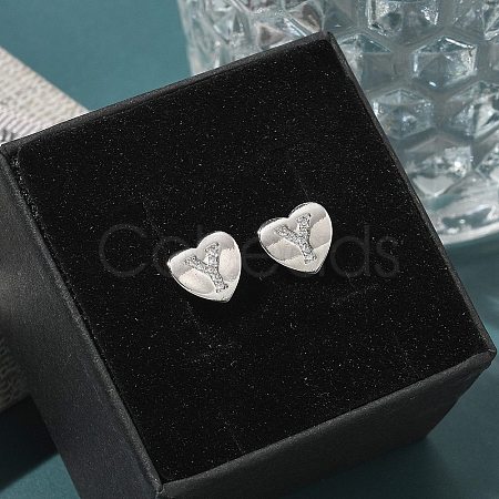 Rack Plating Brass Micro Pave Clear Cubic Zirconia Stud Earrings EJEW-K299-01P-Y-1