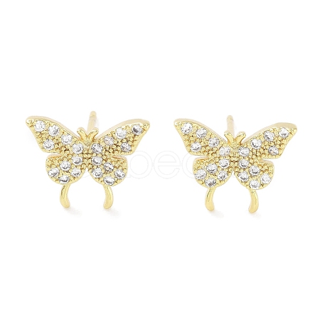 Brass Micro Pave Clear Cubic Zirconia Studs Earring for Women EJEW-S217-C06-1
