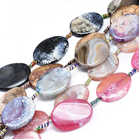 Natural Fire Crackle Agate Beads Strands G-L544-023-1
