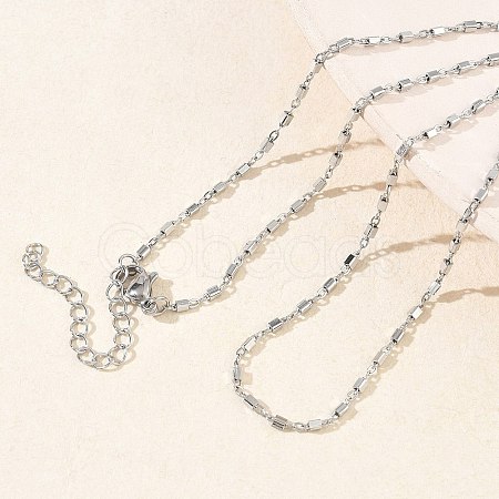 1.5MM 304 Stainless Steel Cuboid Link Chain Necklaces for Women NJEW-G201-03P-1