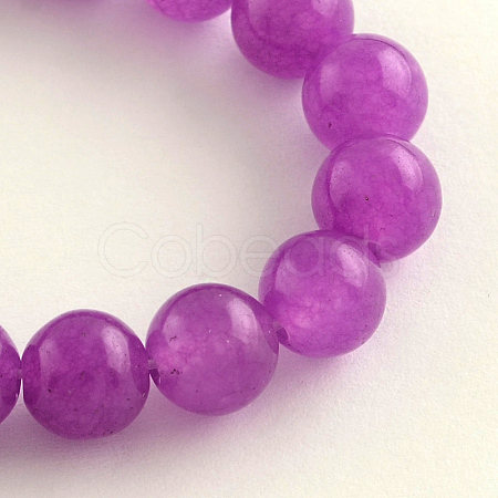 Dyed Natural White Jade Round Bead Strands G-Q937-17-1