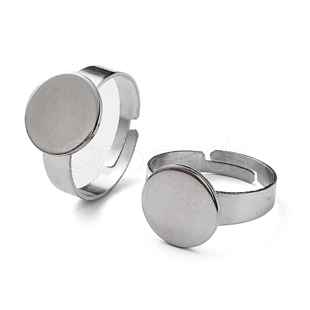 Non-Tarnish Adjustable 304 Stainless Steel Finger Rings Components STAS-F149-21P-D-1