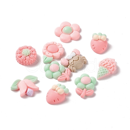 Spray Painted Resin Cabochons RESI-G031-15-1