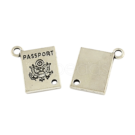 Tibetan Style Alloy Rectangle with Word Passport Links connectors TIBE-Q037-005-RS-1