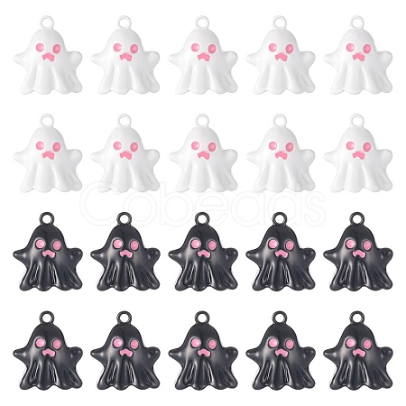 24Pcs 2 Colors Spray Painted Alloy Enamel Pendants FIND-SC0004-89-1