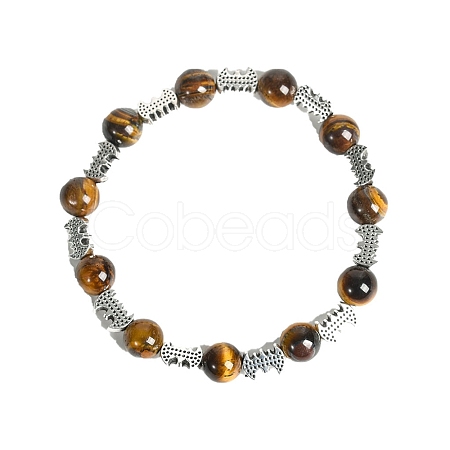 Christmas Theme Natural Tiger Eye Stretch Bracelets PW-WGC1682-06-1