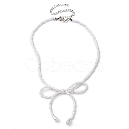 Bowknot 304 Stainless Steel Necklaces NJEW-JN04670-01-1