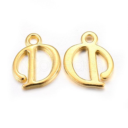 Golden Plated Alloy Letter Pendants X-PALLOY-J718-01G-D-1