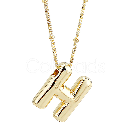1pc Brass Chain with Alloy Letter Pendants Necklaces NJEW-LP0001-41H-G-1
