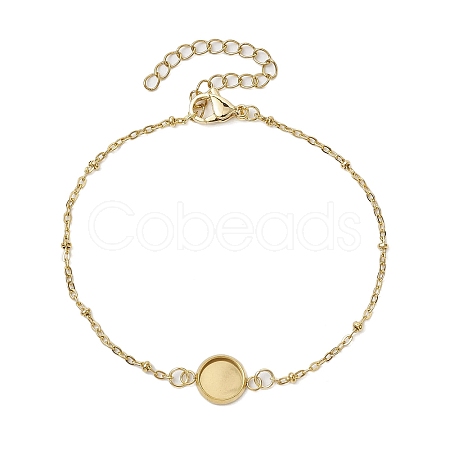 304 Stainless Steel Round Cabochon Setting Bracelets BJEW-JB11092-01-1