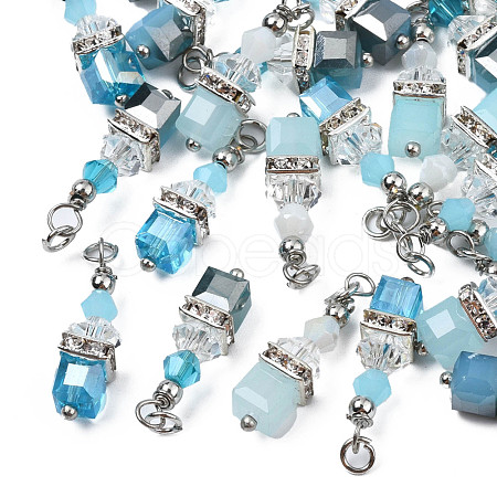 Faceted Transparent Glass Charms GLAA-Q026-08-1
