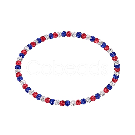 Polymer Clay Rhinestone Round Beaded Necklaces NJEW-SW00049-07-1