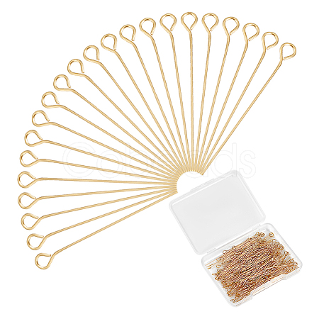 200Pcs 304 Stainless Steel Eye Pins STAS-UN0054-76-1