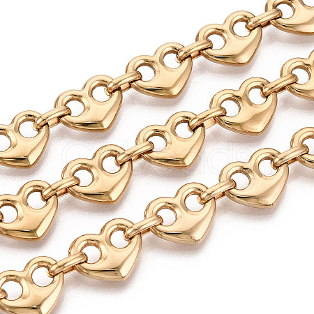 304 Stainless Steel Heart Link Chains CHS-Q009-03G-03-1