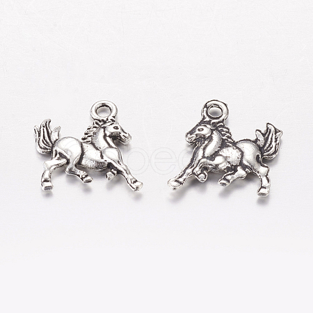 Tibetan Style Antique Silver Alloy Horse Pendants X-TIBEP-E131-AS-1