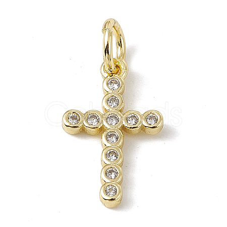 Brass Micro Pave Cubic Zirconia Charms ZIRC-F132-01G-1
