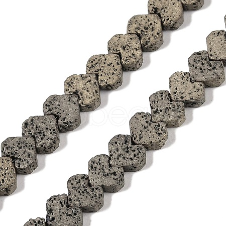 Electroplated Natural Lava Rock Beads Strands G-Q1009-G01-02D-1