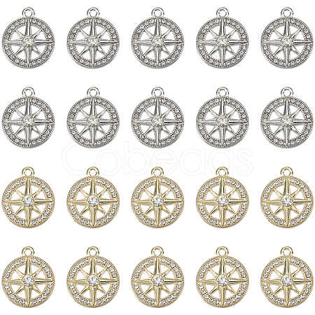 40Pcs 2 Colors Alloy Rhinestone Pendants FIND-SC0014-57-1