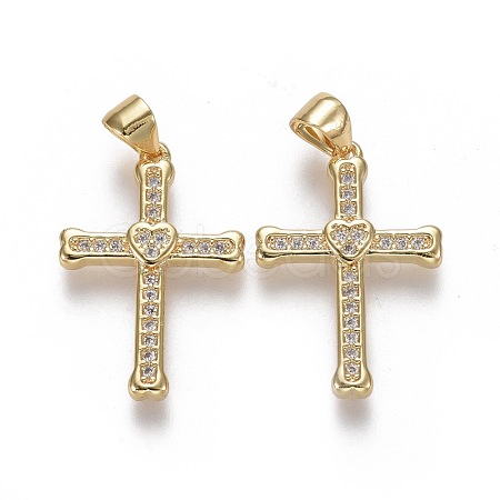 Brass Micro Pave Cubic Zirconia Pendants ZIRC-F115-04G-1