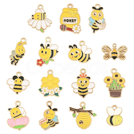 30Pcs 15 Styles Alloy Enamel Charms ENAM-YW0008-39-1