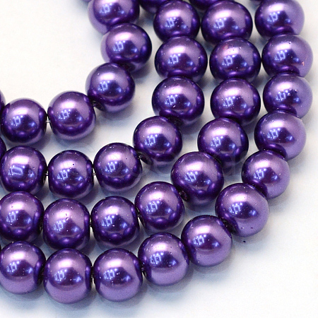 Baking Paint Pearlized Glass Pearl Round Bead Strands HY-Q003-4mm-76-1
