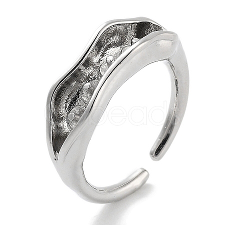 Rack Plating Brass Open Cuff Ring Settings KK-Z071-05P-1