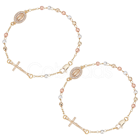 2Pcs Brass Beads Link Bracelets BJEW-GO0001-33-1