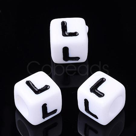 Acrylic Horizontal Hole Letter Beads PL37C9129-L-1