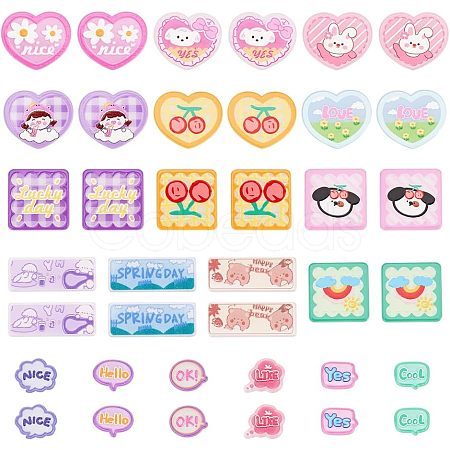 CHGCRAFT 38Pcs 19 Style Transparent Printed Acrylic Cabochons TACR-CA0001-16-1