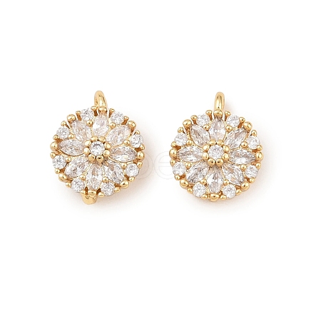 Brass Micro Pave Clear Cubic Zirconia Charms KK-G544-07G-04-1