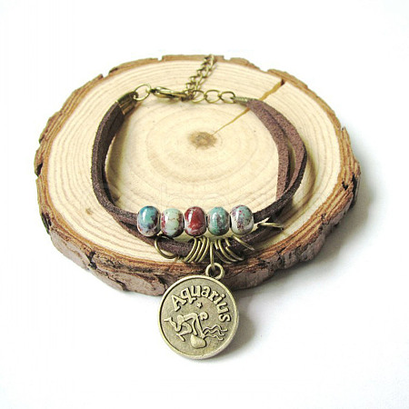 12 Constellations Alloy Charm Bracelets FS-WG9C3CD-01-1