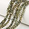 Electroplate Transparent Glass Beads Strands, Half Golden Plated, Faceted, Rondelle, Dark Sea Green, 3.5x3mm, Hole: 0.4mm, about 123~127pcs/strand, 13.7~14.1 inch(35~36cm)