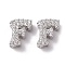 925 Sterling Silver Micro Pave Cubic Zirconia Beads, Real Platinum Plated, Letter F, 9x7.5x3.5mm, Hole: 2.5x1.5mm