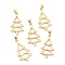 Brass Pendants, Long-Lasting Plated, Christmas Theme, Christmas Tree, Real 18K Gold Plated, 26.5x14.5x2mm, Hole: 5x3.3mm