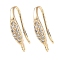 Brass Micro Pave Cubic Zirconia Earring Hooks, Fishhook, Golden, 16x8.5x3mm, Hole: 1mm