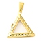 Glass Interface, 304 Stainless Steel Pendants, with 201 Stainless Steel Pendant Bails and Rhinestone, Triangle, Golden, 28.5x28.5x5.5mm, Hole: 10x4mm