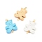 Spray Painted Wood Connector Charms, with Golden Tone Copper Wire Loops, Bear, Mixed Color, 35.5x22.5x5.5mm, Hole: 2.5~3.5mm