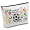 Polycotton Custom Canvas Stroage Bags,  Metal Zipper Pouches, Rectangle, Football, 18x25cm