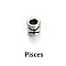 Antique Silver Plated Alloy European Beads, Large Hole Beads, Column with Twelve Constellations, Pisces, 7.5x7.5mm, Hole: 4mm, 60pcs/bag