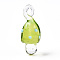 Handmade Lampwork Pendants, Imported From Italy, Mushroom Charms, Yellow Green, 28.5~30x12~14x12~14mm, Hole: 2~4.5x2.5~3.5mm