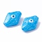 Glass Beads, with Enamel, Rhombus with Evil Eye Pattern, Deep Sky Blue, 28x19x12mm, Hole: 1.2mm