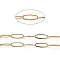 Soldered Brass Paperclip Chains, Flat Oval, Drawn Elongated Cable Chains, Long-Lasting Plated, Real 18K Gold Plated, 19x7x1mm