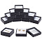 Plastic Jewelry Organizer Box, with Glass Window, for Jewelry Storage Package, Square, Black, 4.15x4.15x1.6cm