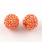 AB-Color Resin Rhinestone Beads, with Acrylic Round Beads Inside, for Bubblegum Jewelry, Tomato, 12x10mm, Hole: 2~2.5mm