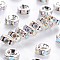 Brass Grade A Rhinestone Spacer Beads, Silver Color Plated, Nickel Free, Rondelle, Crystal AB, 5x2.5mm, Hole: 1mm