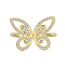 925 Sterling Silver Butterfly Finger Rings with Cubic Zirconia, with S925 Stamp, Golden, 1.6mm, US Size 7(17.3mm)